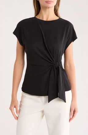 Nordstrom Rack Short Sleeve Tie Detail Top in Black at Nordstrom Rack, Size X-Large