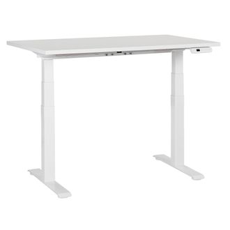 Beliani Beliani - Escritorio De Altura Regulable El&eacute;ctrico Oficina Moderna Patas Cuadradas 120 X 72 Cm Tablero Blanco Soporte De Acero Blanco Destines