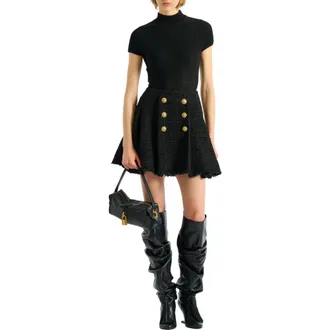 Balmain Flared tweed skirt in Black at Nordstrom, Size 36 Eu