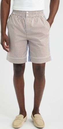 Krost Stripe Stretch Cotton Blend Elastic Waist Shorts in Rubber at Nordstrom, Size X-Large