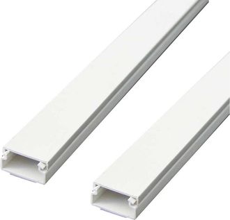 Trade Shop Trade Shop - Set 2 Canalina Elettrica Passacavi Adesiva Da 1mt In Plastica Bianco 20 X 10 Mm