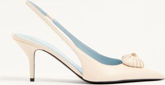 Valentino Garavani Coeur Royal Slingback Pumps In Kidskin 75Mm Woman BUTTER 35.5