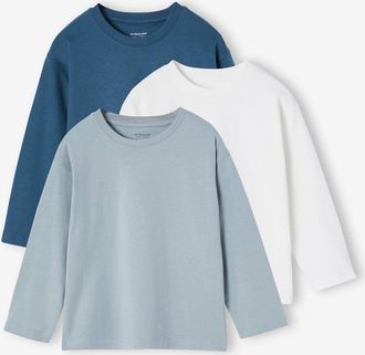 Vertbaudet 3er-Pack Jungen Shirts aus Baumwolle Basic aqua