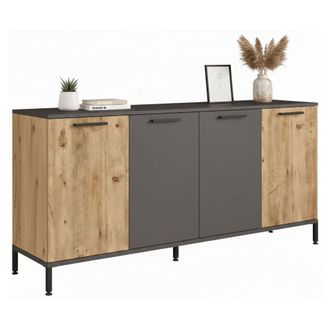 Dmora Aparador Bratislava, C&oacute;moda 2 Estantes, 4 Puertas, 4 Espacios, 160x40x72h Cm Roble Marr&oacute;n
