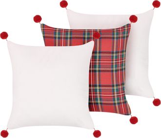 Beliani Conjunto De 3 Cojines Decorativos Motivo Navide&ntilde;o Fundas Extra&iacute;bles Multicolor Jovia
