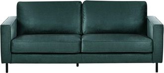 Beliani Sof&aacute; Moderno Minimalista De Terciopelo 3 Plazas Cojines Patas De Metal Verde Oscuro Savalen