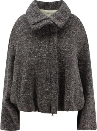 Alysi M&eacute;lange Jas Met Hoge Kraag - Dames - Bomber jackets - Grijs - XS - Katoen - Jassen