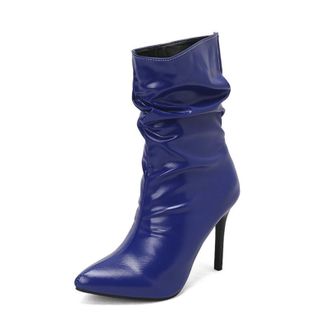 Generic Womens Ankle Boots with 10cm Stiletto Heel - Pointed Toe and Slip-On Design, Elegant Style for Evening and Formal Wear,Blue,7.5 UK