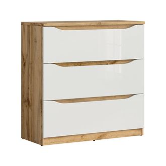 Petits Meubles C&oacute;moda 3 cajones tableros de aglomerado laminados blanco y madera