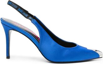 Just Cavalli 95mm satin slingback pumps - women - Fabric/Polyurethane/Polyethylene vinyl acetate (PEVA) - 40 - Blue