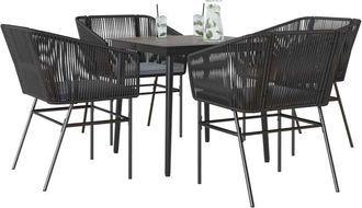 vidaXL Vidaxl - Juego De Comedor Jard&iacute;n 5 Piezas Cojines Rat&aacute;n Sint&eacute;tico Negro