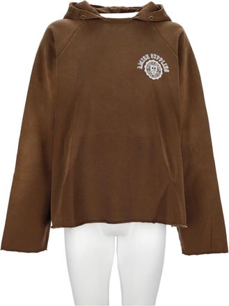 Amish Cropped Hooded Graphic Emblem Sweatshirt