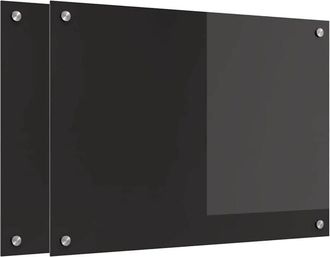 vidaXL Salpicadero De Cocina 2 Pcs Negro 70 X 50 Cm Vidrio Templado Vidaxl