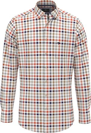 Fynch-Hatton Hemdjacke FYNCH-HATTON, Herren, Gr. M, orange (flame), Web, Obermaterial: 100% Baumwolle, kariert, regular fit taillenbedeckt, ohne Ausschnitt, B&uuml;ndch