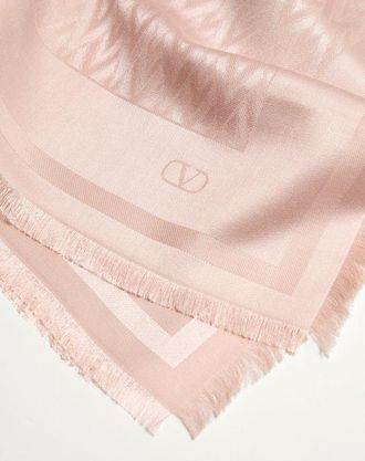 Valentino Garavani Scialle Toute La V In Lana E Seta Donna ROSE MIST UNI