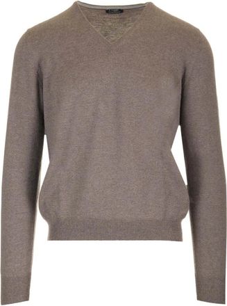 Barba Merino wollen trui - Heren - V-hals truien - Beige - XL - Wol - Truien & Vesten