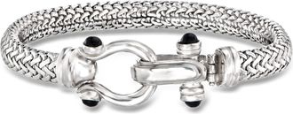 Ross-Simons Italian Sterling Silver Horsebit Bracelet With Black Onyx