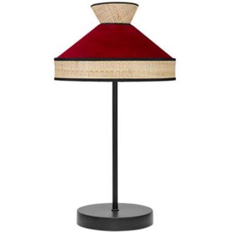 Fabrilamp Senko - Fabrilamp Lampara Sobremesa Con Acabado Natural/rojo Fabrizio