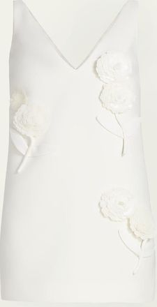 Self Portrait Embellished Flower Crepe Mini Dress