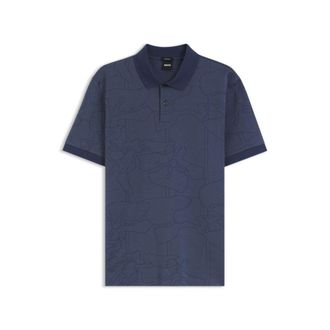 BOSS Jacquard-pattern polo shirt in cotton