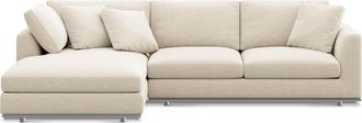 Castlery Hamilton Chaise Sectional Sofa Left Facing Customized, Performance Linen Weave Cream, Spill Resistant, Removable Covers for Sofas, Castlery
