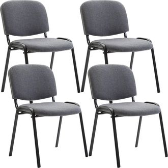 Clp Set de 4 sillas con patas de metal y asiento en Tela Gris
