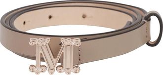 Max Mara Cintur&oacute;n de piel con monograma - Accessories - Mujer - Beige - L