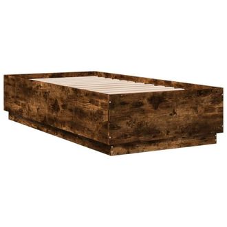 Berkfield Home Durable Bed Frame with LED without Mattress Smoked Oak 90x190 cm in Brown | Size: Single