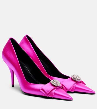 Balenciaga Avenue Palazzo 90 embellished satin pumps