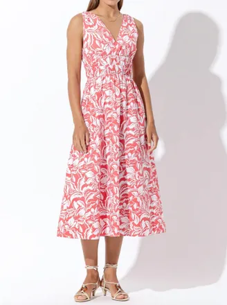 Lusana Violet Poplin Midi Dress In Tropica