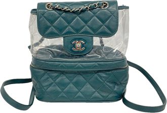 Chanel Green Leather Vinyl Backpack (Pre-Owned)