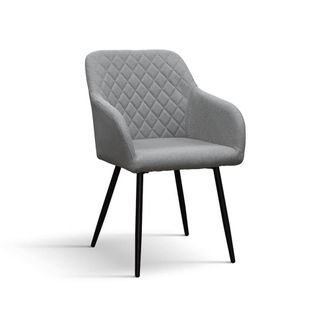 Konte Design Lote de 4 sillas de tela gris y patas de metal negro, con reposabrazos