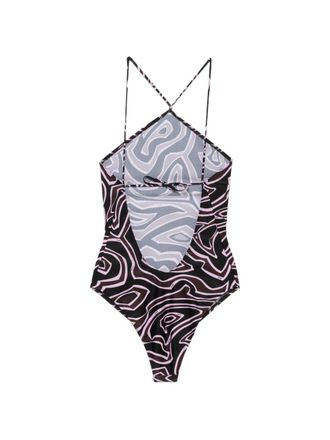 Pucci Iride Print Halterneck Swimsuit - Brown