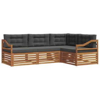 vidaXL Conjunto De Sof&aacute;s De Exterior 4 Pcs Natural Y Antracita Vidaxl