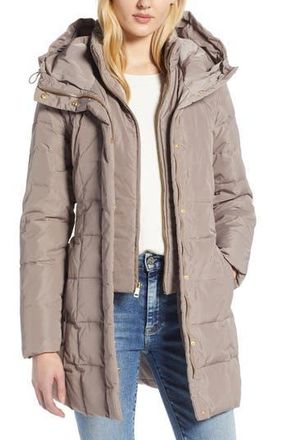 Cole Haan Cole Haan Hooded Down & Feather Jacket in Cashew at Nordstrom Rack, Size X-Small