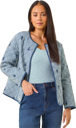 Roman Womens Petite Quilted Padded Jacket - Navy - Size 12 UK