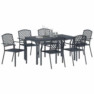 Berkfield Home Modern 7 Piece Garden Dining Set Anthracite Steel in Charcoal