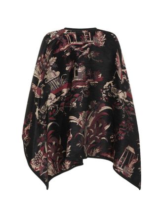 Etro Floral Jacquard Cape - Black