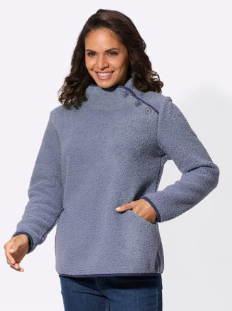 Casual Looks Fleeceshirt CASUAL LOOKS Fleece-Shirt, Damen, Gr. 36, blau (taubenblau), 100% Polyester, unifarben, Shirts Fleeceshirt