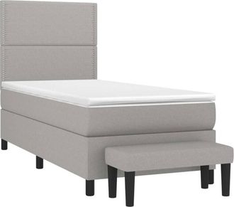 vidaXL Vidaxl - Cama Box Spring Con Colch&oacute;n Tela Gris Claro 90x190 Cm