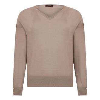 Moorer Renee - Dames - V-hals truien - Beige - M - Wol - Truien & Vesten