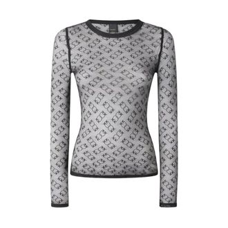 Pinko Brunei Lace Long Sleeve Top - female - PINKO - Long Sleeve T-Shirts - Black - S - Tops