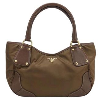 Prada Pre-owned Vintage Tote - Dames - Vintage Handtas - Bruin - ONE Size - Nylon - Vintage