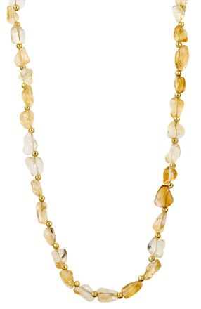 Savvy Cie Jewels 18K YELLOW GOLD PLATED GENUINE CITRINE NECKLACE