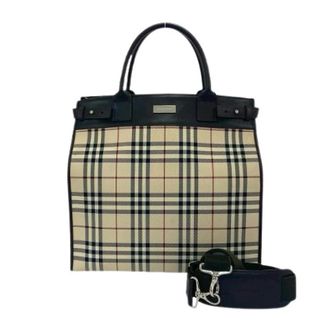 Burberry Pre-owned Tote Bags, female, Multicolor, Size: ONE SIZE Pre-owned Check Canvas Leather 2way Bag