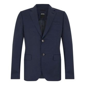 Ermenegildo Zegna Jassen, Heren, Blauw, XL, Wol, Enkelrijig wollen jas