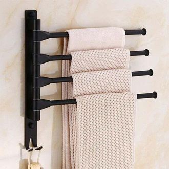 OEM Toallero Giratorio, Toallero De Ba&ntilde;o Montado En La Pared, Estante Giratorio, Ahorro De Espacio, 4 Brazos, Negro