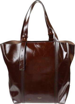 Golden Goose Structured Dark Brown Leather Tote Bag With Polished Finish
