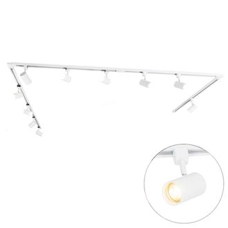 QAZQA Sistema de carril monof&aacute;sico 10 focos blanco