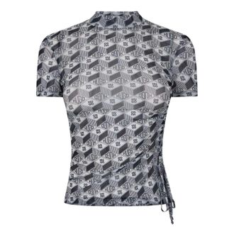 HUGO BOSS Hugo Dames-T-shirt met opdruk en hoge kraag (Grijs)